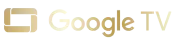 Złote logo Google TV przedstawiające ikonę ekranu obok napisu Google TV.
