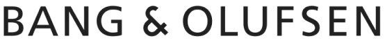 Logo Bang & Olufsen na białym tle zbudowane z wielkich liter.