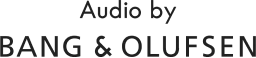 Czarny napis Audio by Bang & Olufsen na białym tle, będący logotypem marki nagłośnienia.