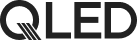 Czarny logotyp technologii Qled z charakterystycznymi liniami przecinającymi literę q.