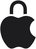Logo Apple przedstawione w formie kłódki symbolizuje wbudowane funkcje ochrony prywatności i bezpieczeństwa tożsame z Apple
