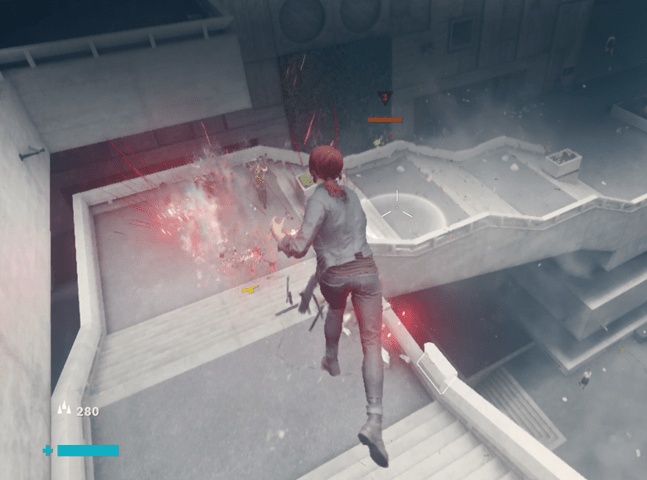 Wyświetlana na ekranie gra wideo Control jako przykład zaawansowanej grafiki napędzanej czipem Apple M4