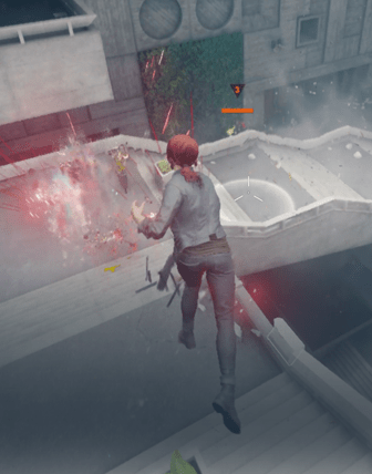 Wyświetlana na ekranie gra wideo Control jako przykład zaawansowanej grafiki napędzanej czipem Apple M4