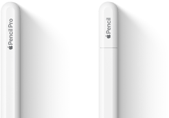 Apple Pencil Pro i Apple Pencil (USB‑C) ustawione obok siebie