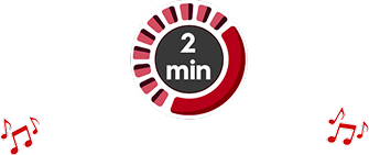 Ikona z napisem 2 minuty i nutkami po bokach