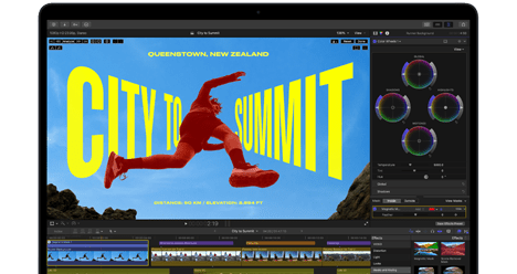 Montaż wideo na ekranie MacBooka Air przedstawiający możliwości czipa M5