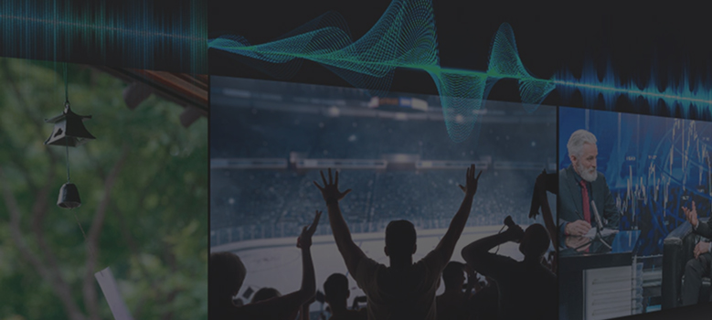 Ekran podzielony na trzy części, pokazujący małą ozdobę, kibiców na meczu hokejowym oraz dziennikarza z brodą.