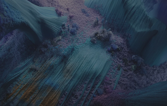 Środowisko o nieregularnych kształtach w niebiesko-fioletowych kolorach.