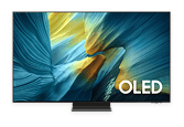 Ekran telewizora w niebiesko-zółtych kolorach z napisem „OLED”.