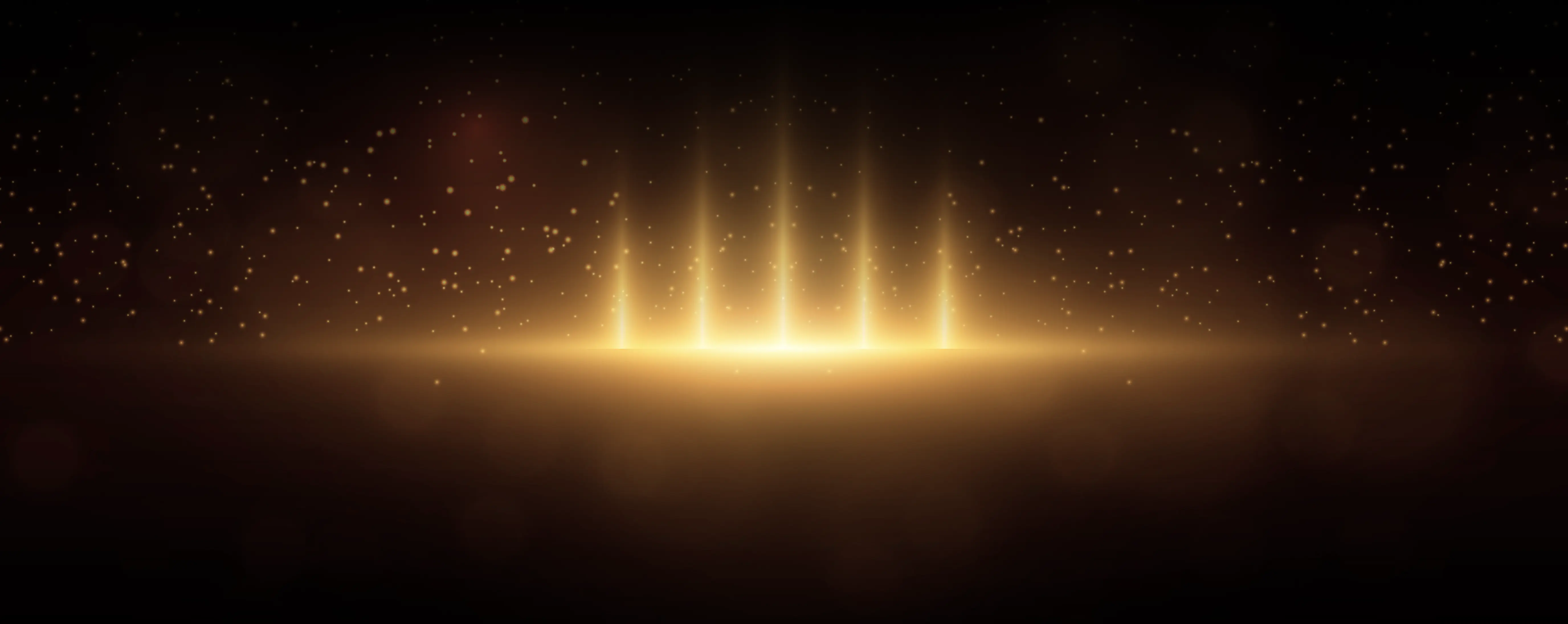 Eleganckie, ciemne tło z efektami złotego blasku, iskier i świetlistych pionowych pasów.