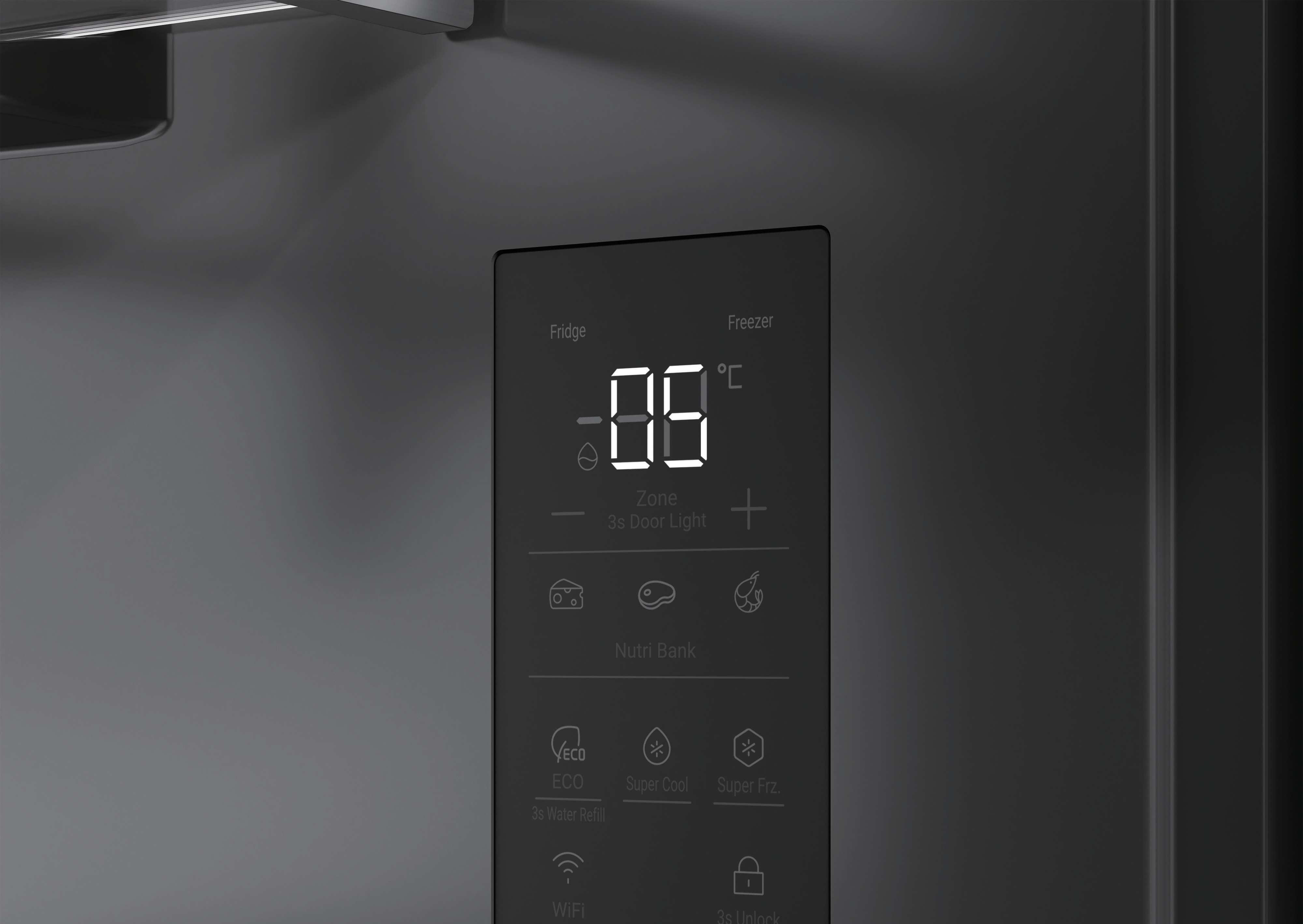 Dotykowy panel sterowania na&nbsp;drzwiach lodówki Haier HORIZON