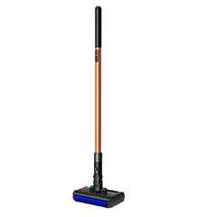 Czarno-miedziany bezprzewodowy mop elektryczny Dyson PencilWash, ustawiony pionowo pod kątem