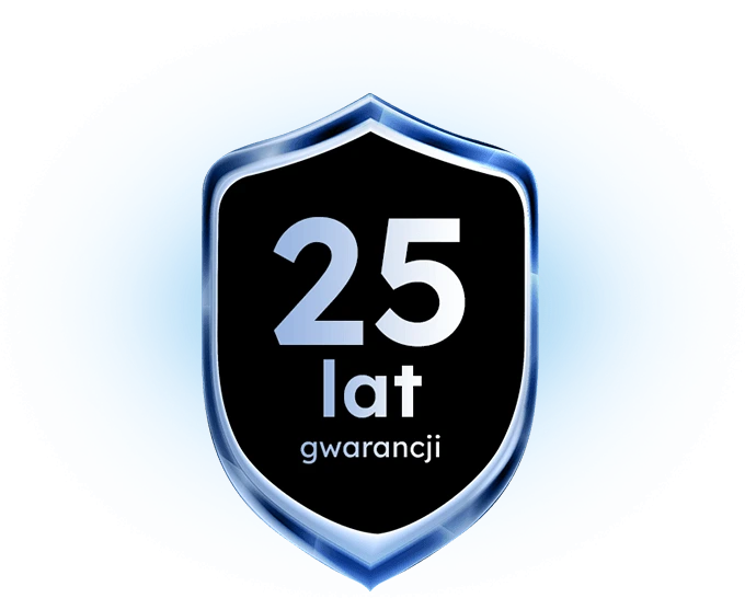 Tarcza z informacją o 25 latach gwarancji