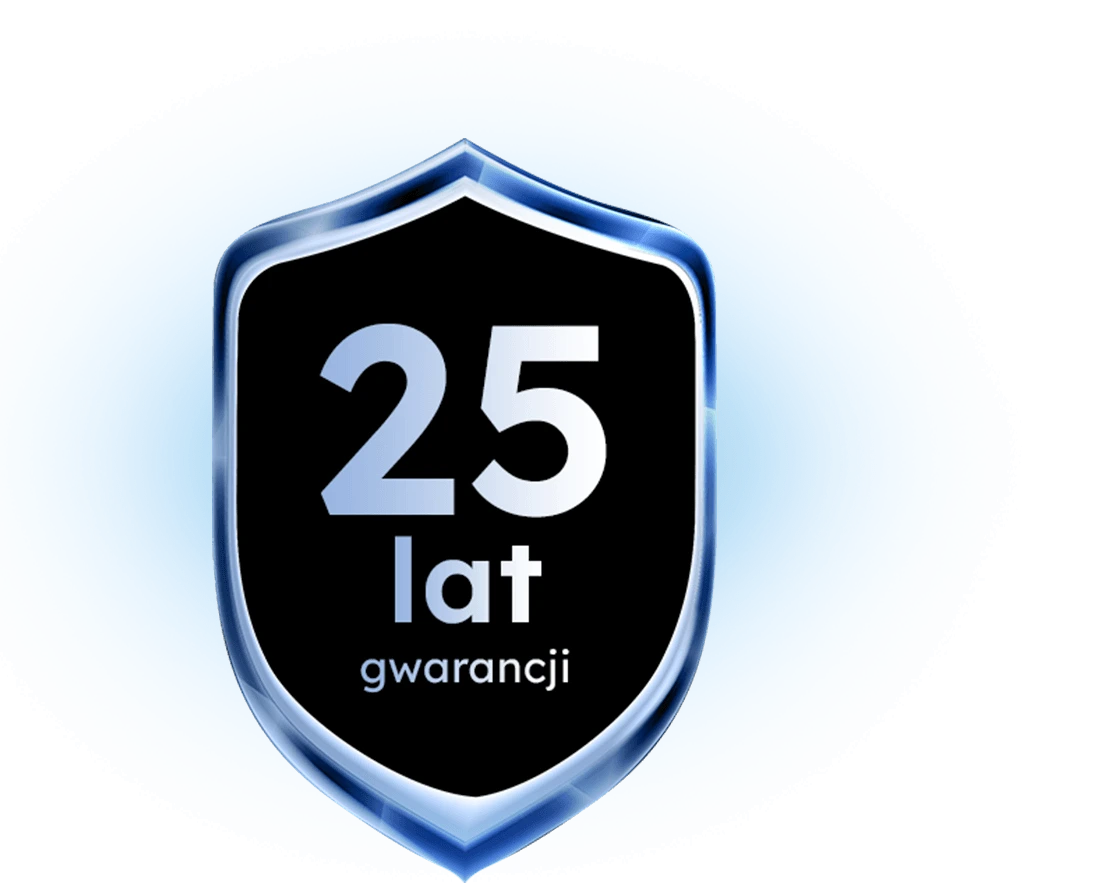 Tarcza z informacją o 25 latach gwarancji