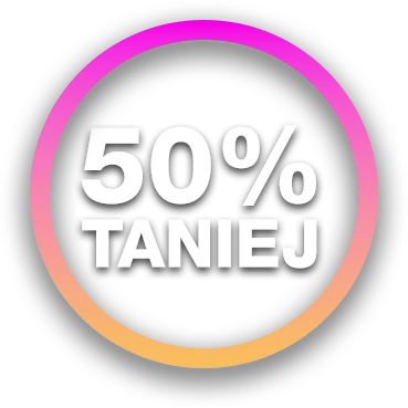 Naklejka promocyjna 50 procent taniej