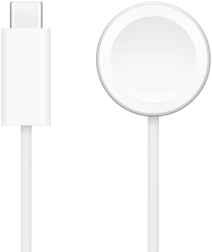 Ładowarka USB‑C obok ładowarki magnetycznej do szybkiego ładowania Apple Watch