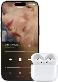 iPhone i AirPodsy w otwartym etui ładującym