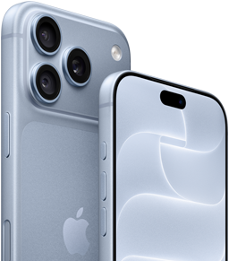 iPhone 18 Pro, kolor błękit lodowca, przód i tył obudowy z warstwą Ceramic Shield, system trzech aparatów