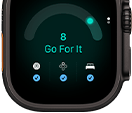 Apple Watch Ultra 4 z kopertą z tytanu w kolorze czarnym, ocena gotowości:8, widoczny prawy bok urządzenia, pokrętło Digital Crown, wystający przycisk boczny