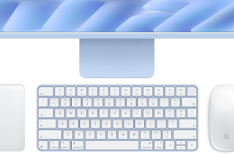 Klawiatura Magic Keyboard z Touch ID, kolor niebieski, Magic Trackpad i mysz Magic Mouse