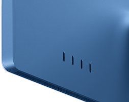 iMac, tył obudowy, kolor niebieski, cztery porty Thunderbolt 4