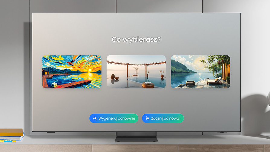 Tapeta AI w telewizorze Samsung Mini LED Neo QLED generowanie swojego obrazu na słowa kluczowe
