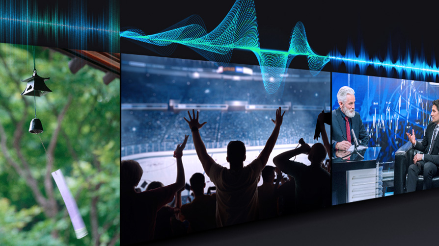 Funkcja Adaptacji Dźwięku Pro AI w telewizorze Samsung Mini LED Neo QLED koncert