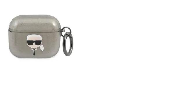 Karl Lagerfeld Custodia Per AirPods 3 Con Glitter - Nera - Design Elegante E Protettivo